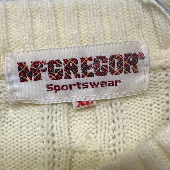 Vintage McGregor Cable Knit Fair Isle Sweater Nordic Pullover Retro 80s XL - Picture 2 of 3